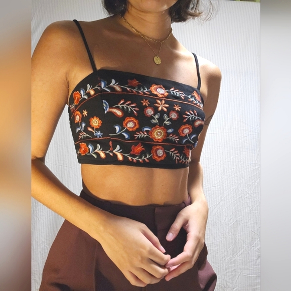 Embroidered Bandeau Top
